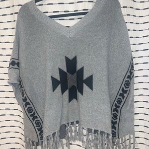 Grey/Black poncho sweater size Large